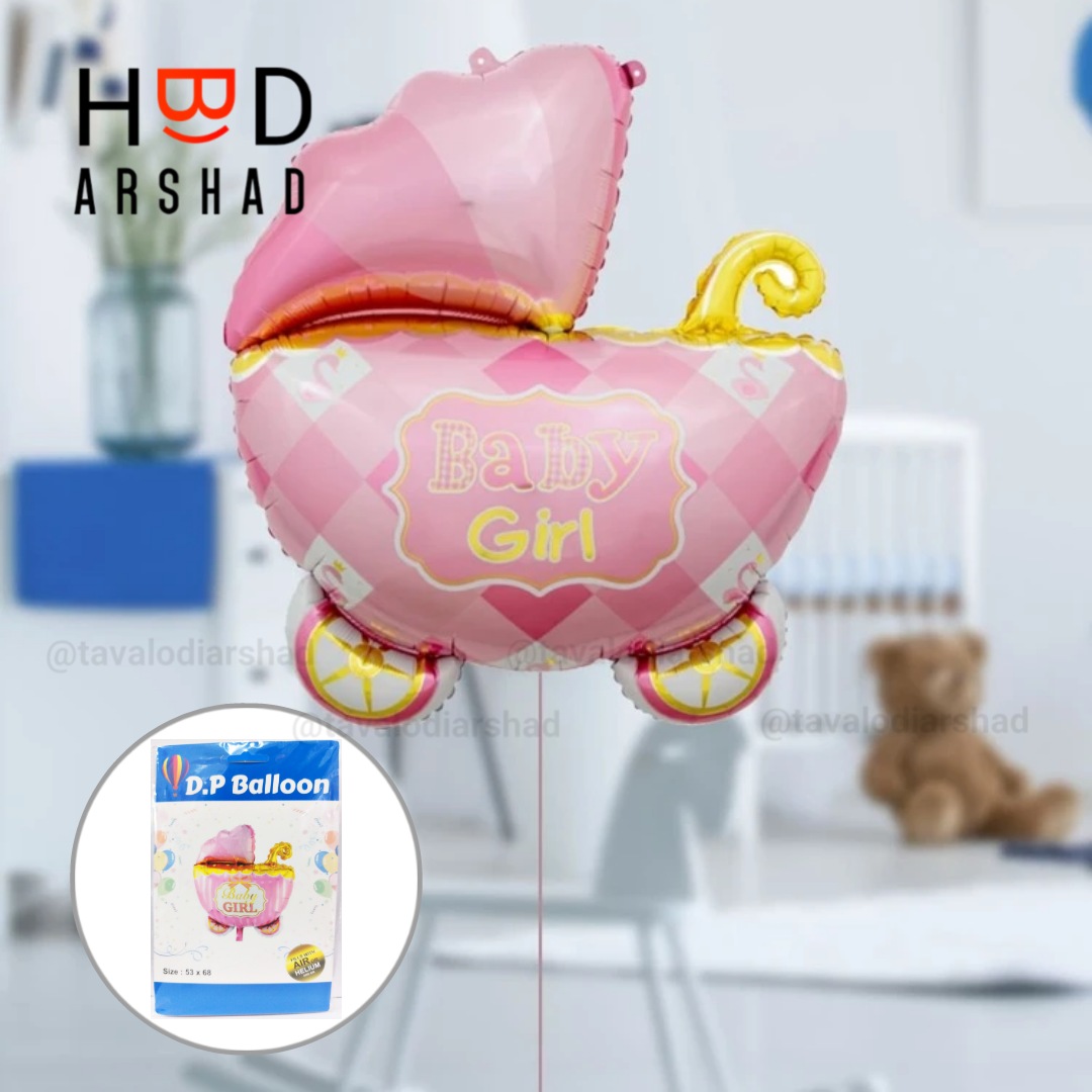 بادکنک فویلی کالسکه صورتی